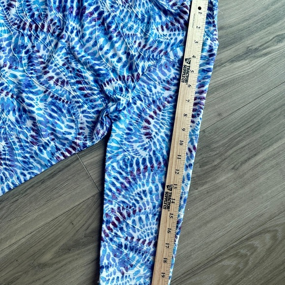 Women’s Jackquard ¾ Sleeve Blouse Blue Pattern Size Small - Picture 7 of 9